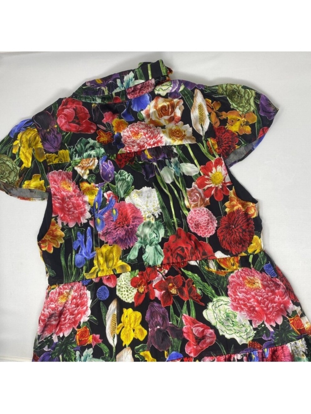 NWT Alice + Olivia Meeko Tiered Floral Shirt Dress Botanical Garden Size 8 - Picture 8 of 10